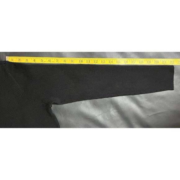 CHICO'S Black Ribbed Mock Neck Keyhole Sweater Size 1‎ (M) Long Sleeve Stretchy - Picture 8 of 13